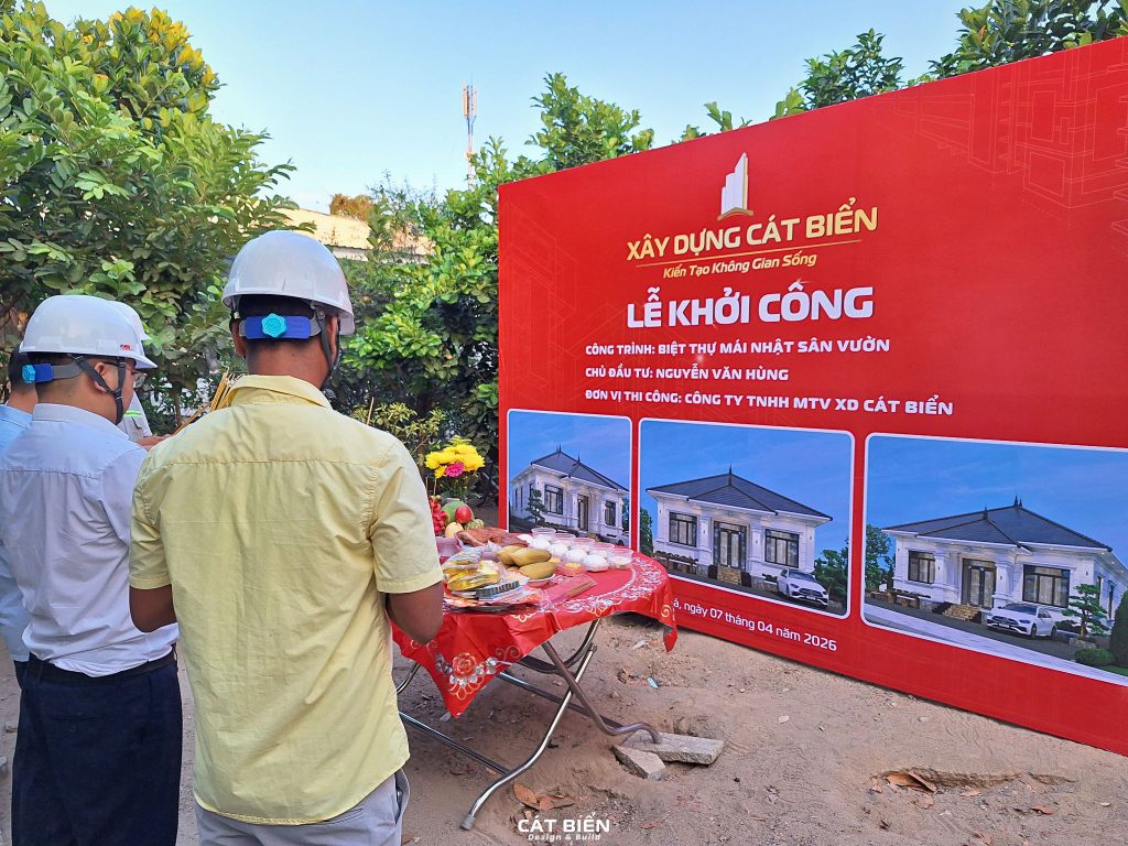 khởi công xây dựng biệt thự mái nhật sân vườn trọn gói tại rạch giá