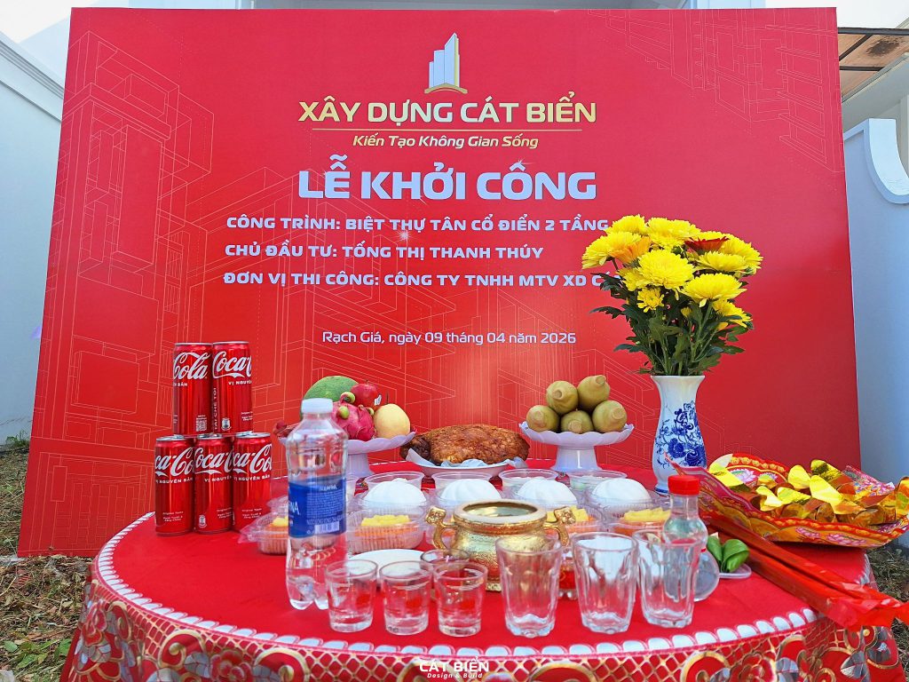 Khởi công biệt thự tân cổ điển tại Phú Cường, Rạch Giá trọn gói